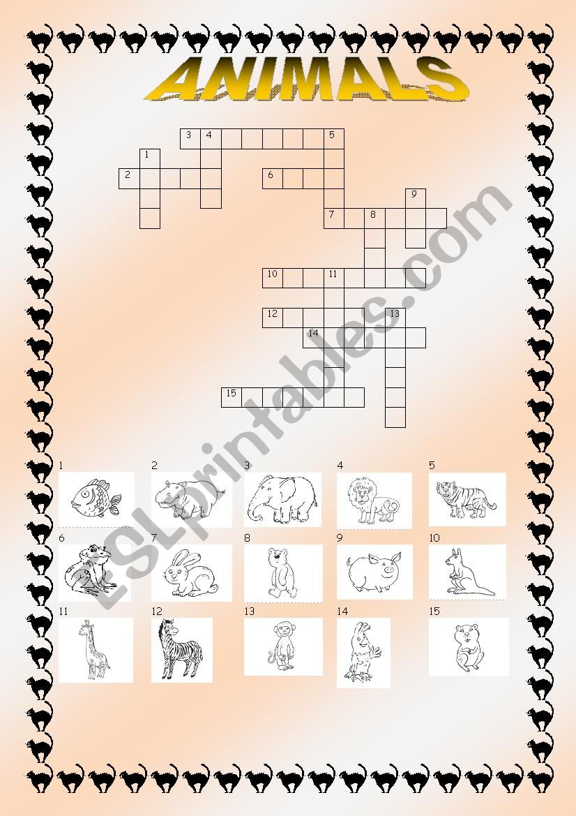 animals crossword worksheet