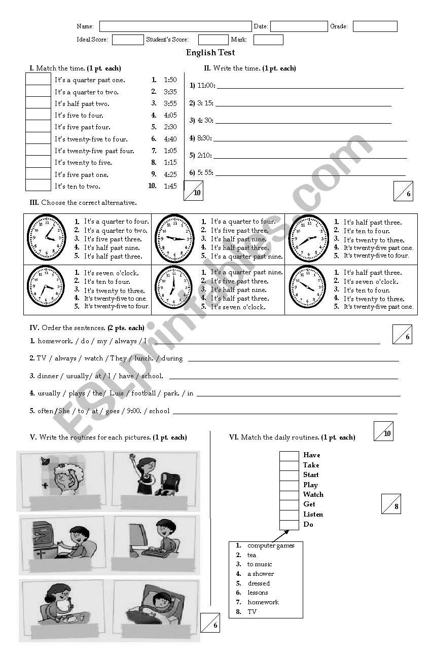 The Time and Daily Routine worksheet