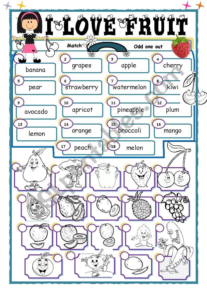 I love fruit worksheet