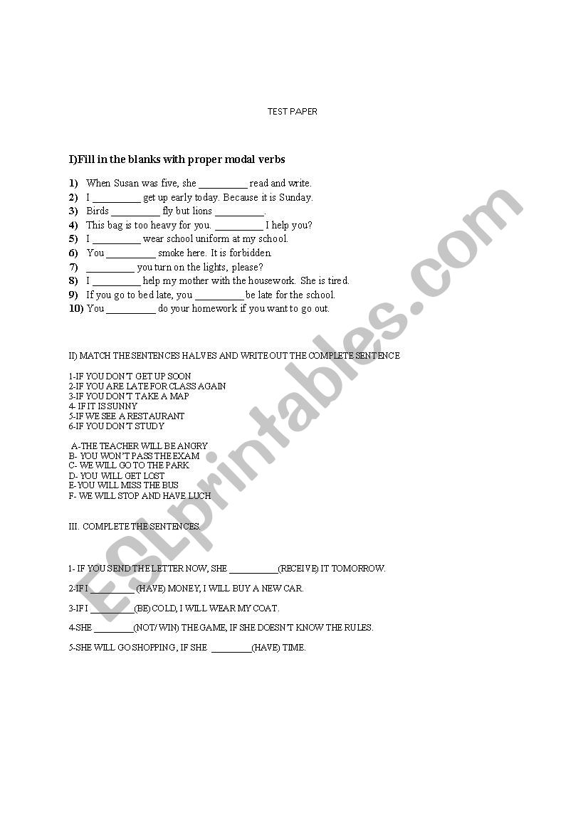 MODAL VERBS worksheet