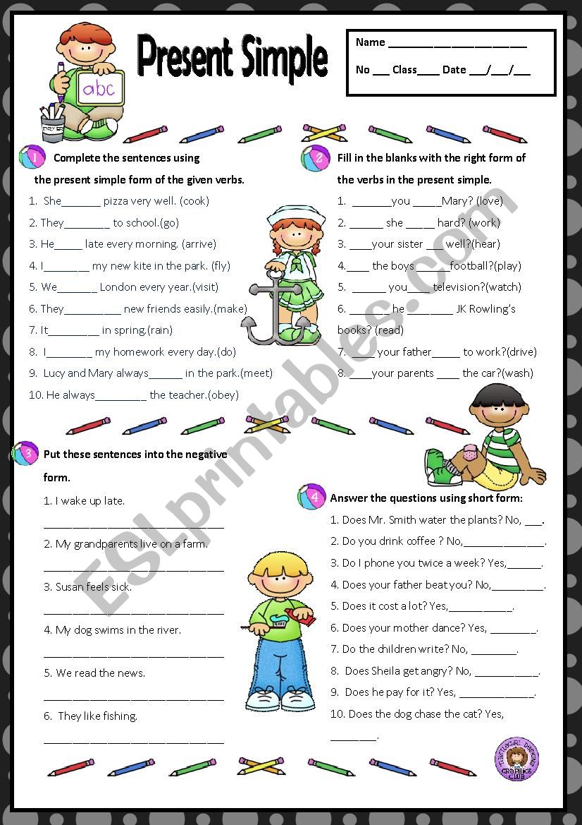 PRESENT  SIMPLE worksheet