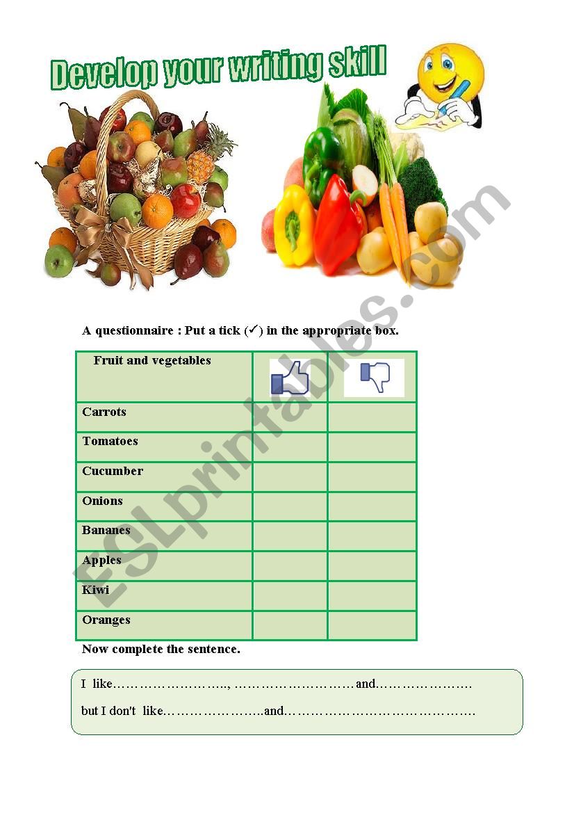 fruit and vegetables worksheet