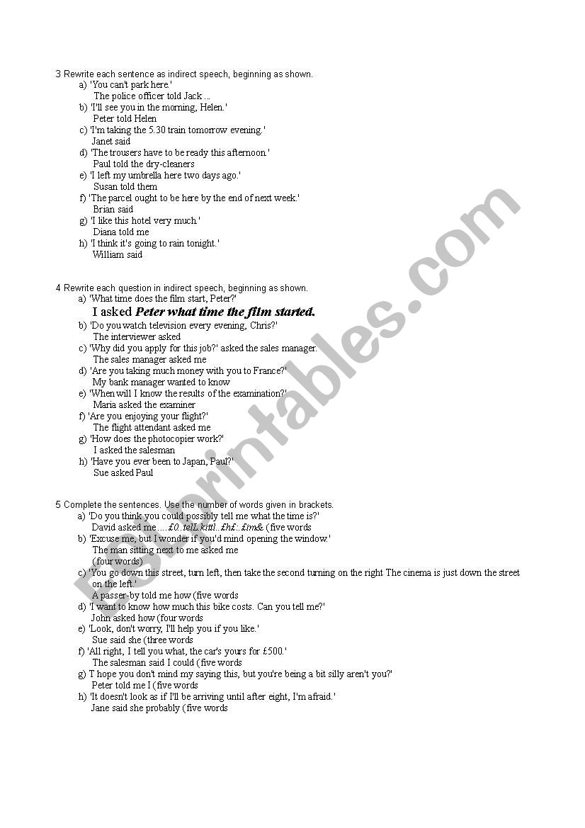 reported speech and relative clauses 