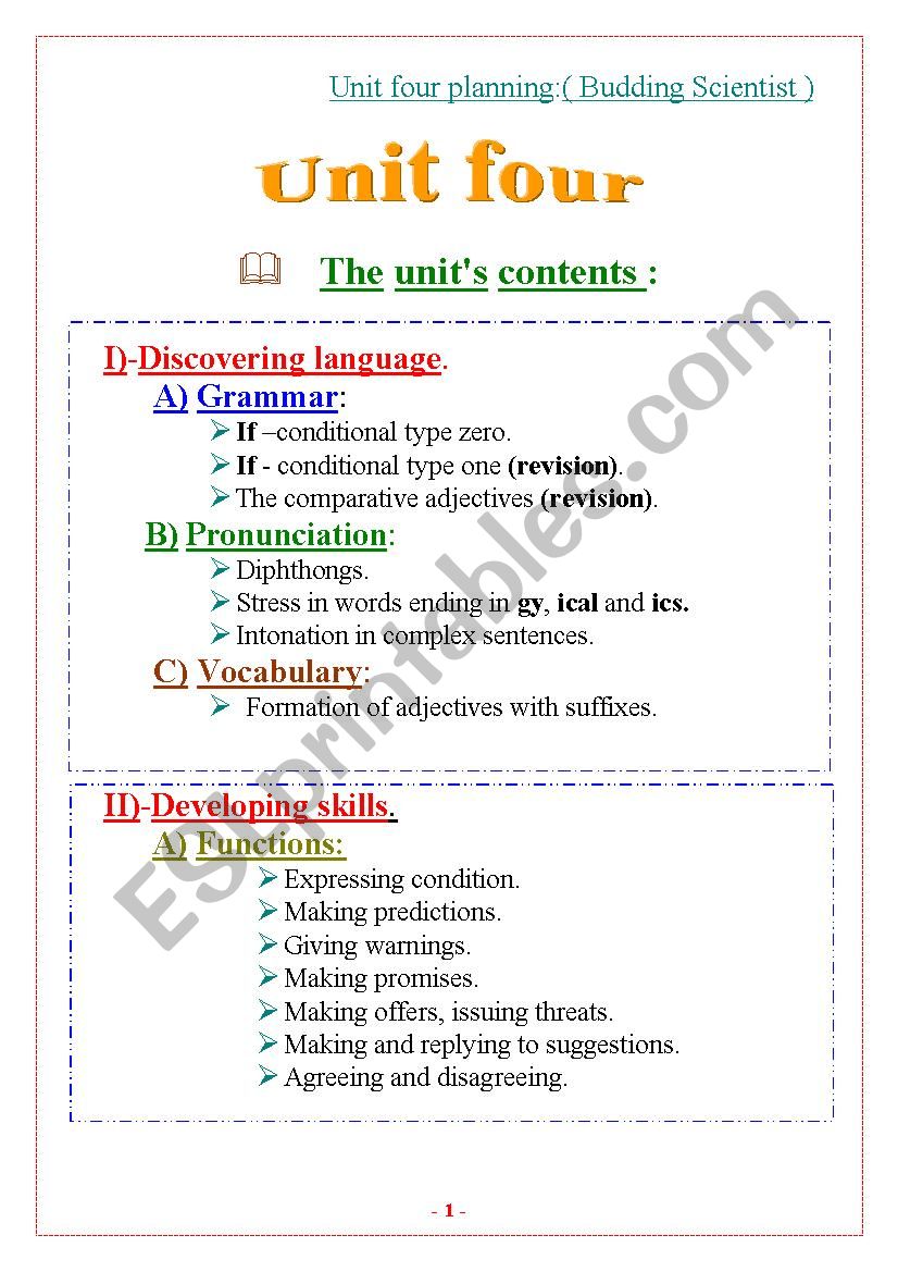 unit plan worksheet