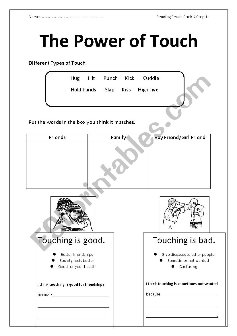 The Power of Touch worksheet