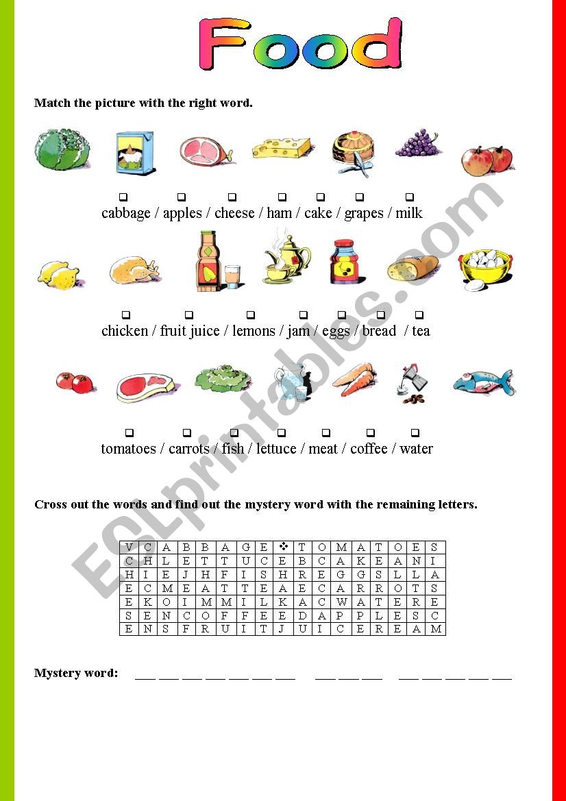 Food worksheet