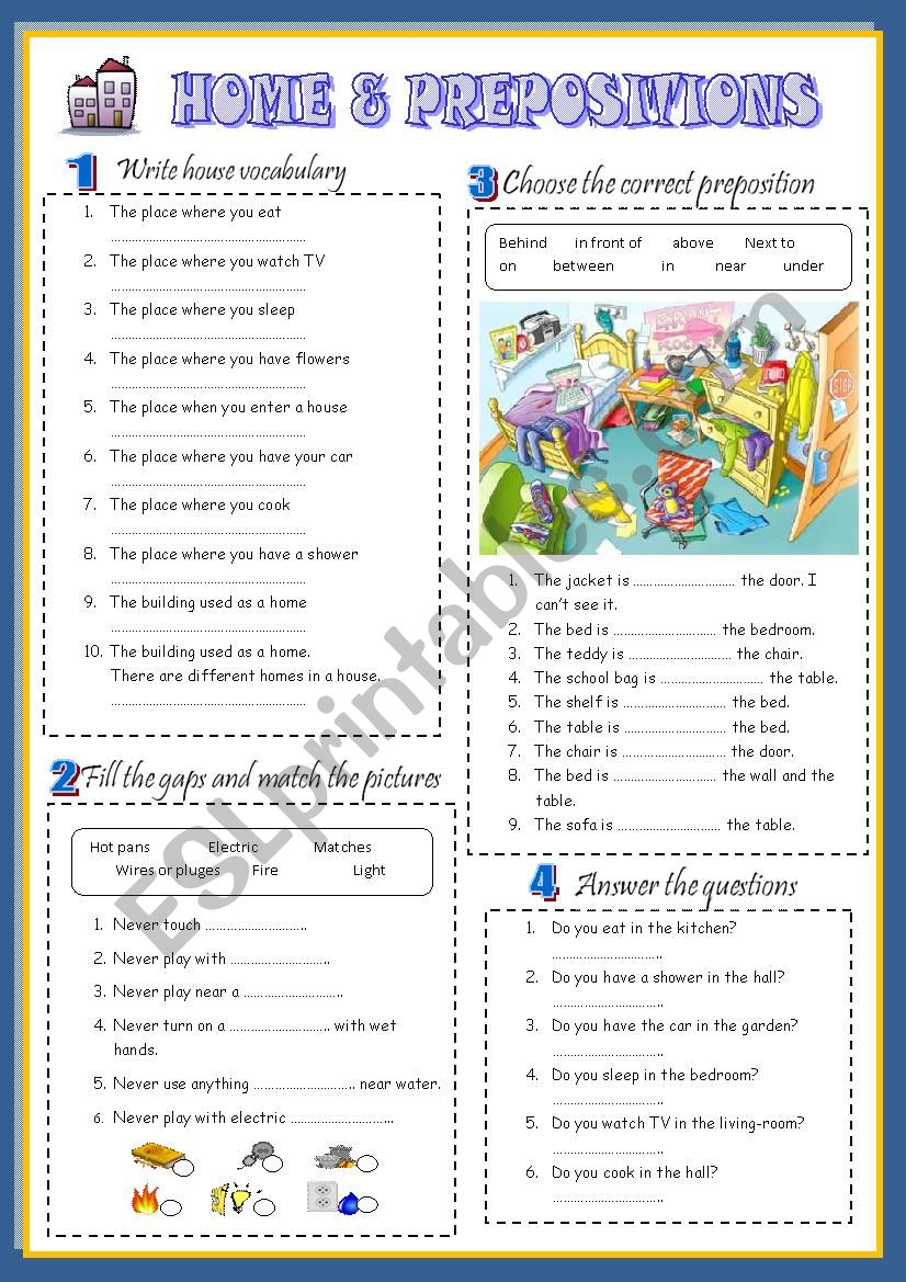 HOME & PREPOSITIONS 1/3 (key included)