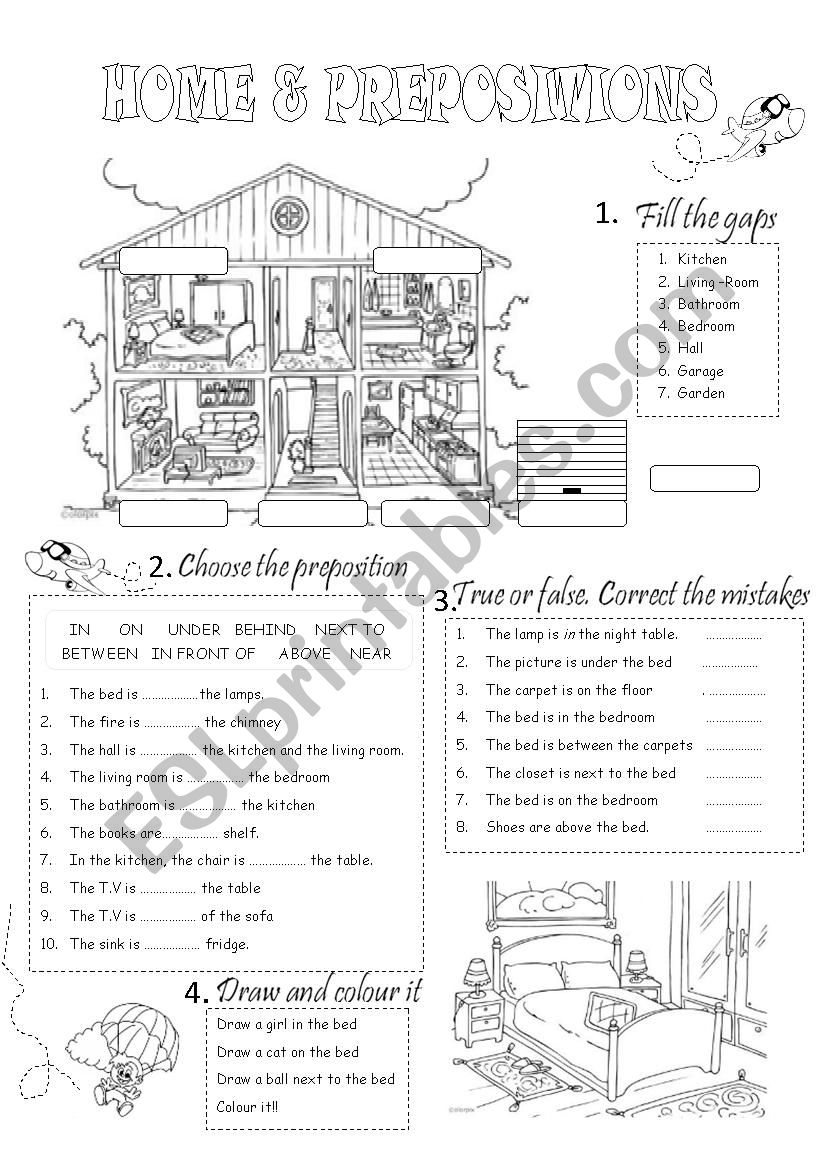 HOME & PREPOSITIONS 2/3  (2 PAGES)
