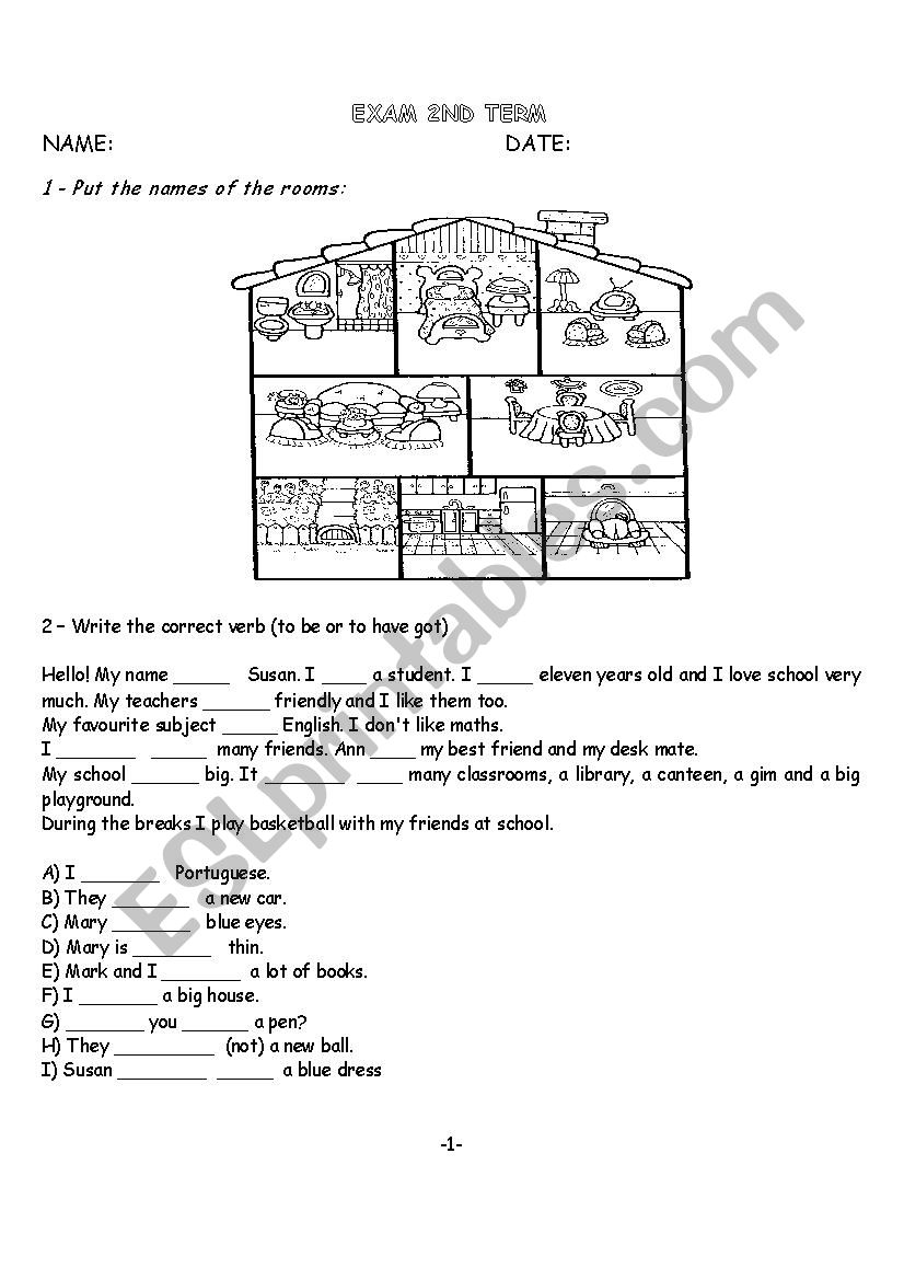 Exam for 4th grade worksheet