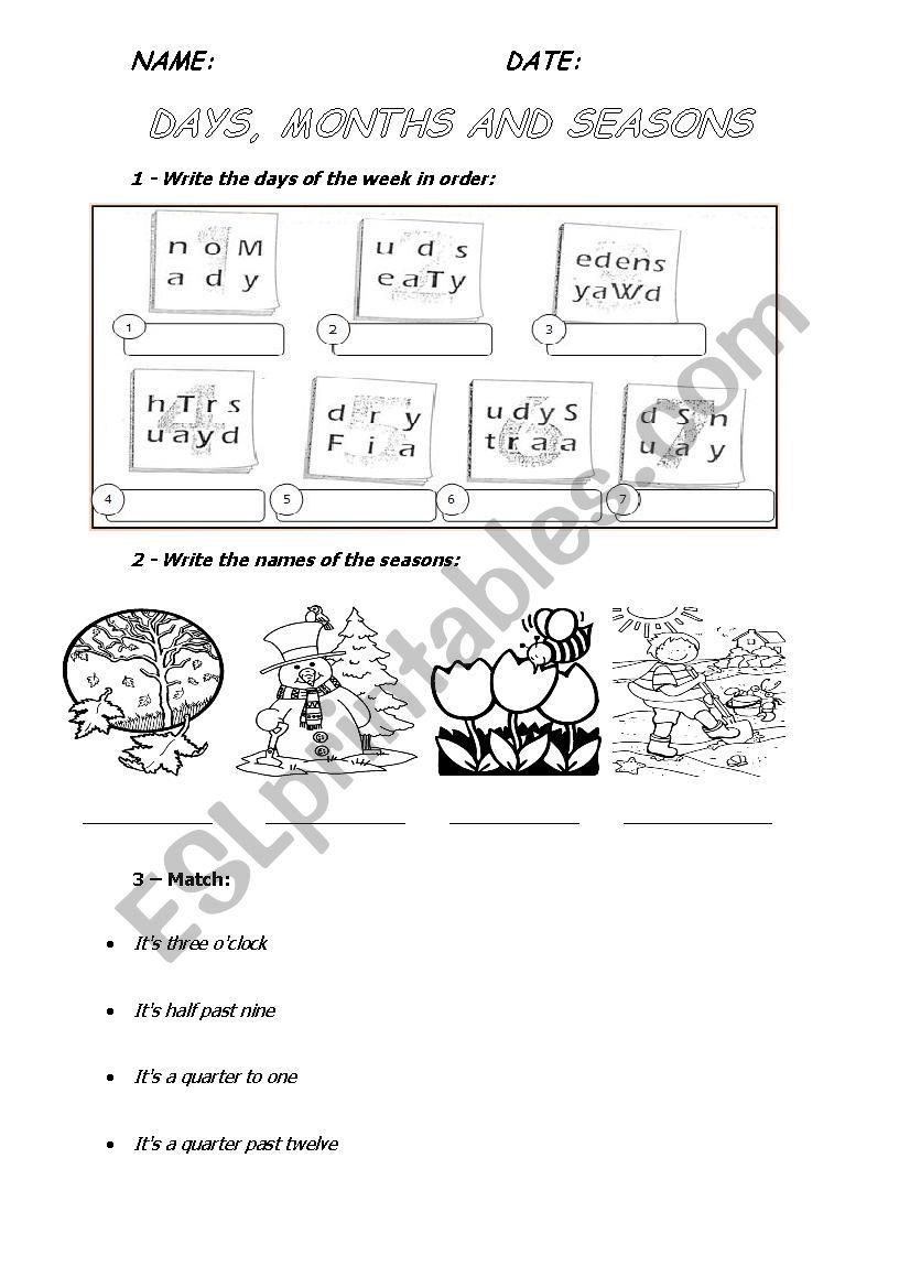 Exam for 2nd grade worksheet