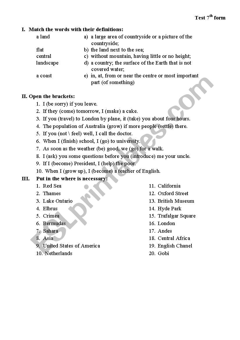 Grammar-lexical test worksheet
