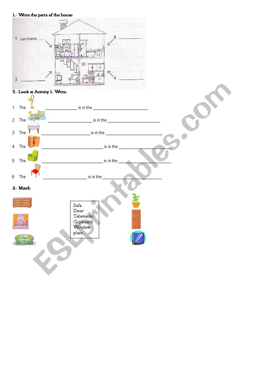 Objects around the house worksheet