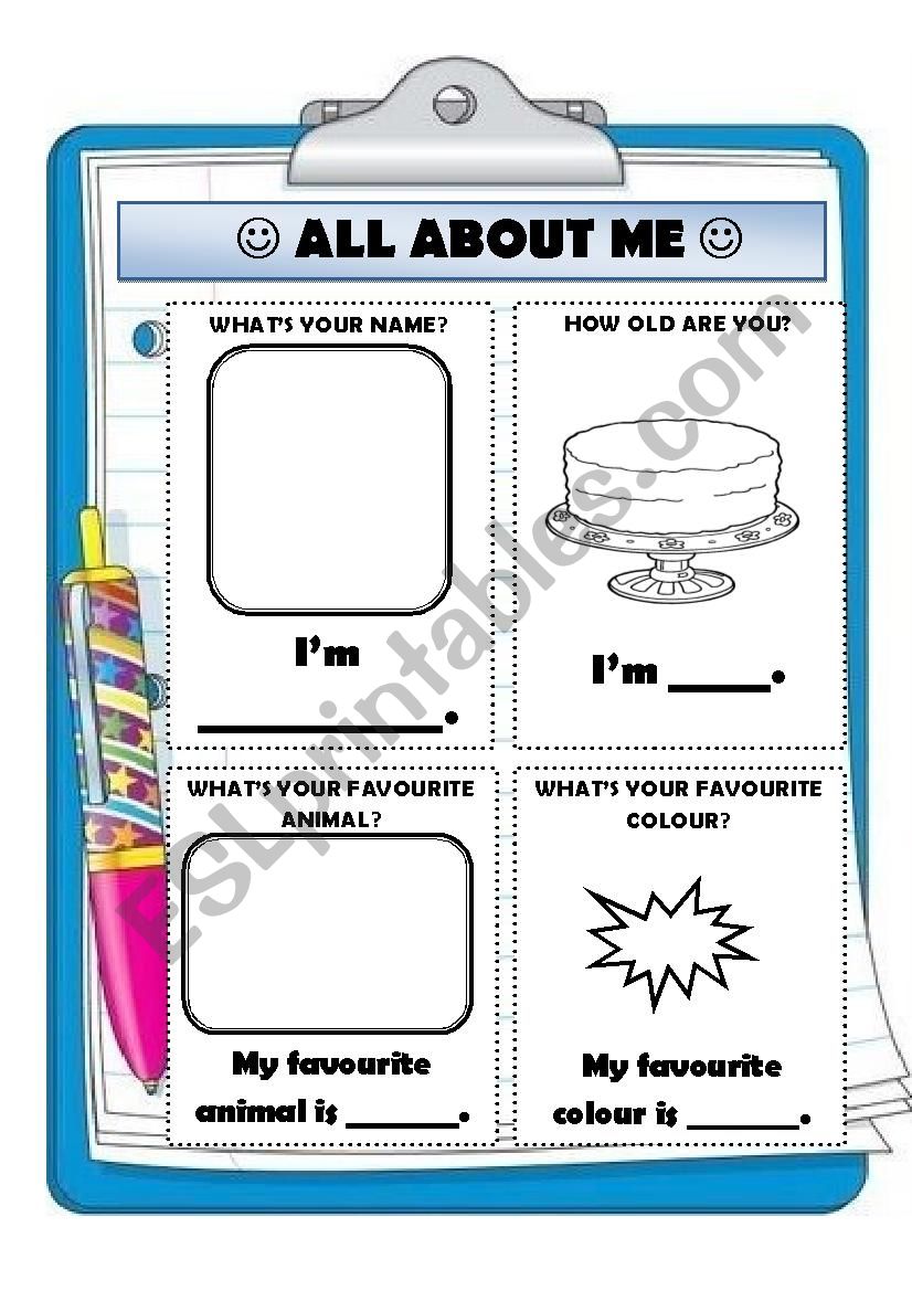 all about me  worksheet