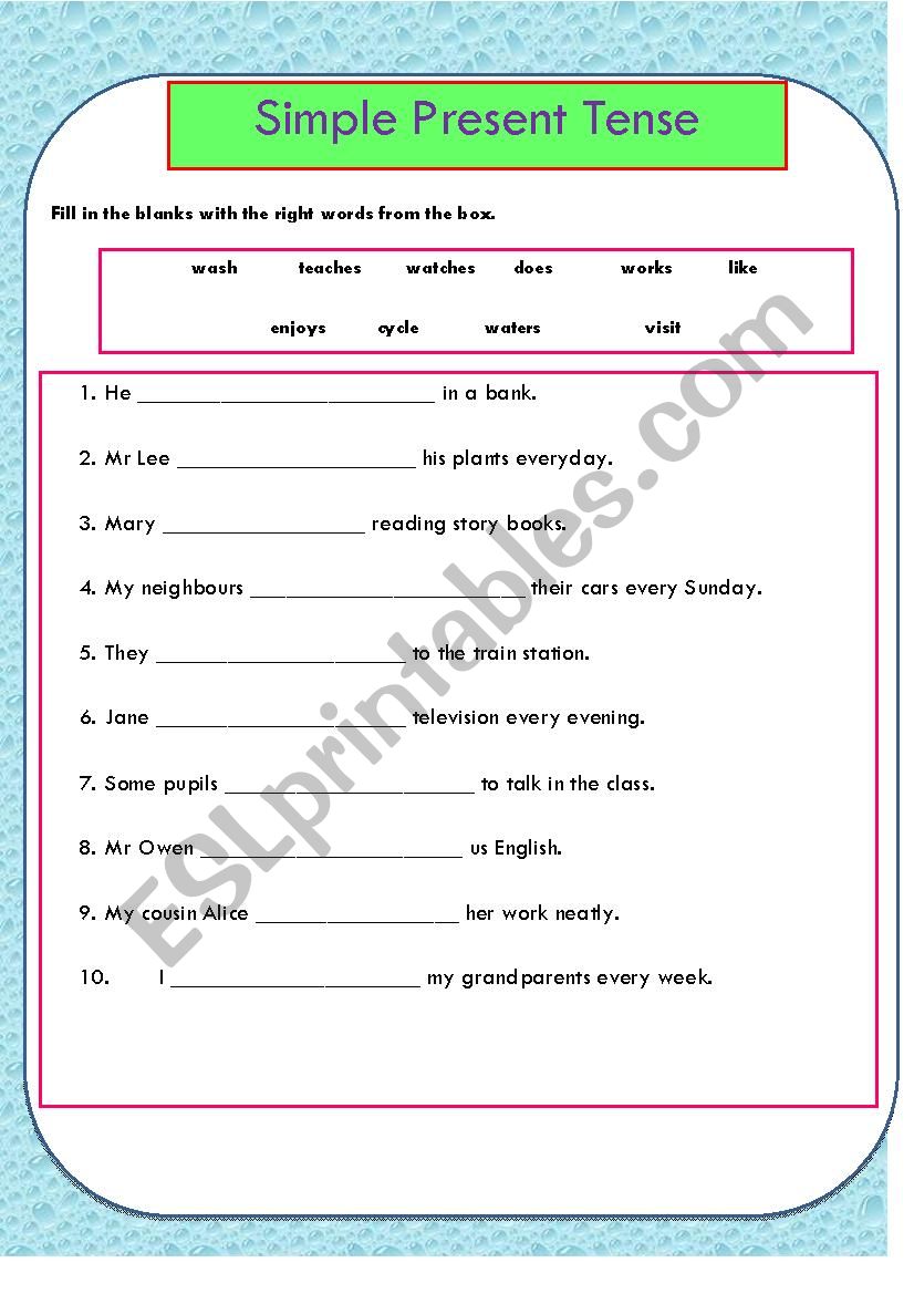 Simple Present Tense worksheet