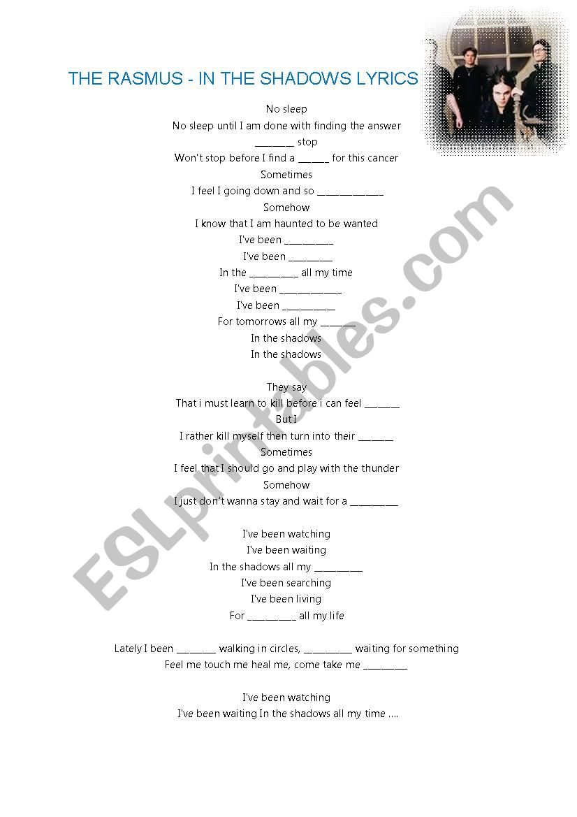 the rasmus-in the shadows worksheet