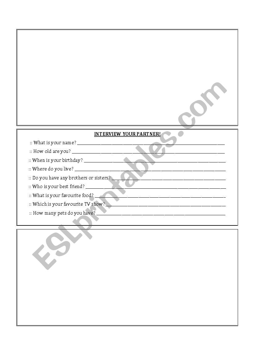 Interview your partner worksheet