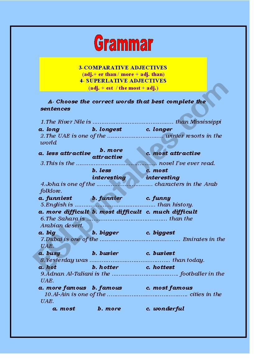 comparative and suparlative  grammar