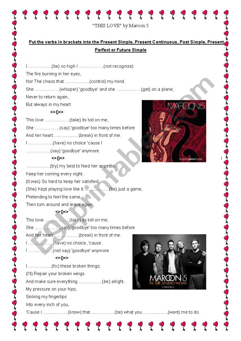 This love by Maroon 5 worksheet