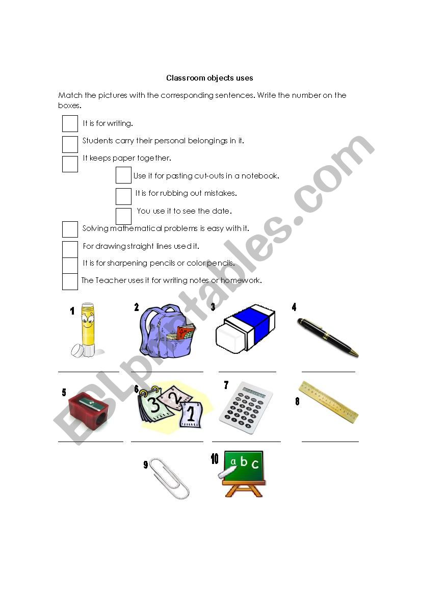 Classroom Uses  worksheet