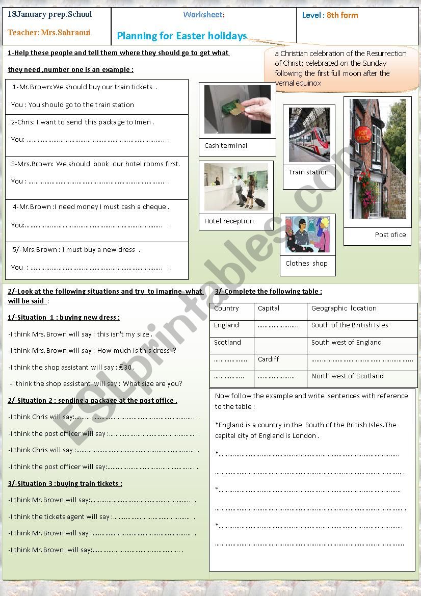 Easter Holidays p1 worksheet