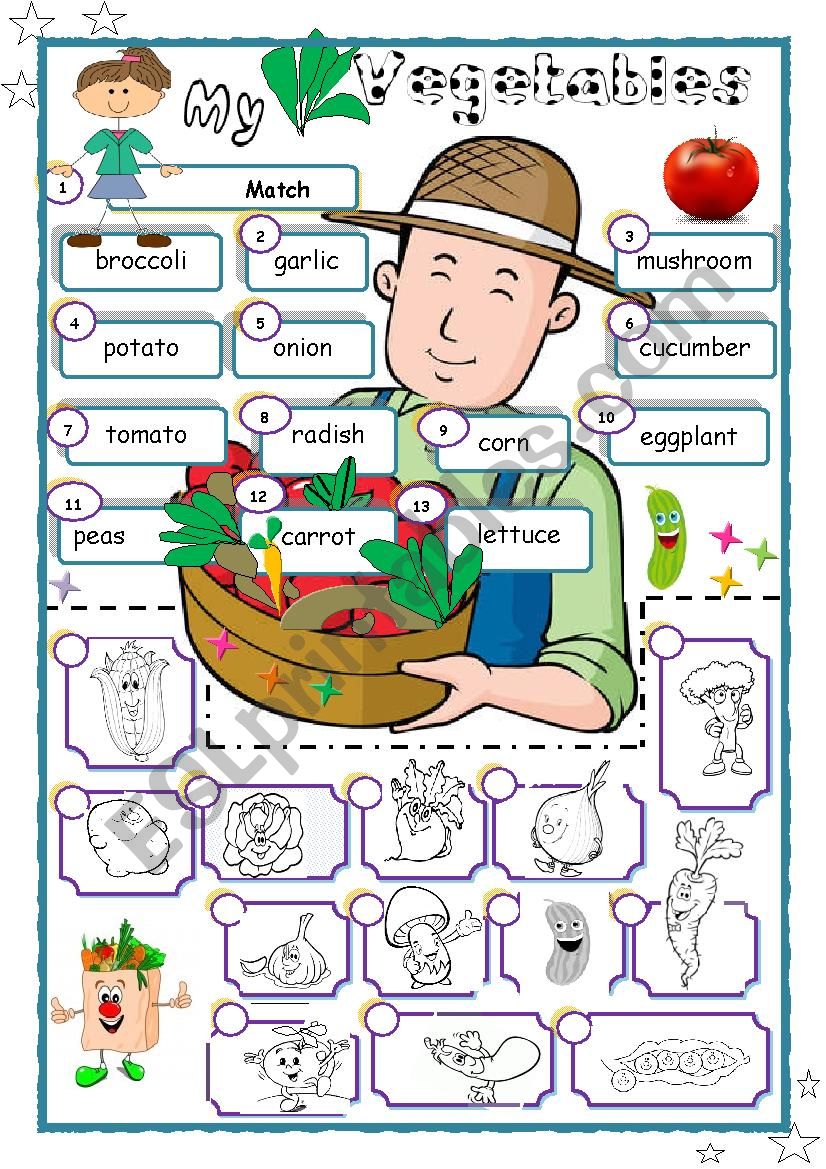 I love vegetables worksheet