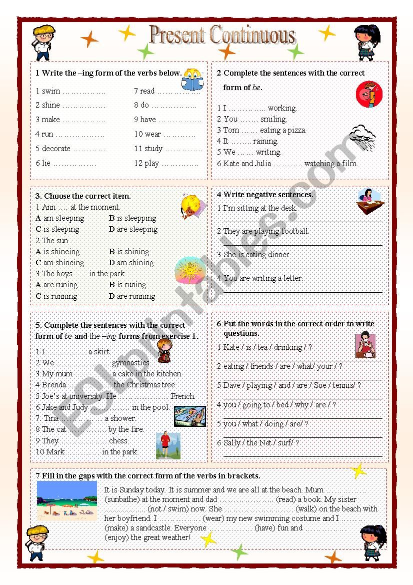 Present Continuous worksheet