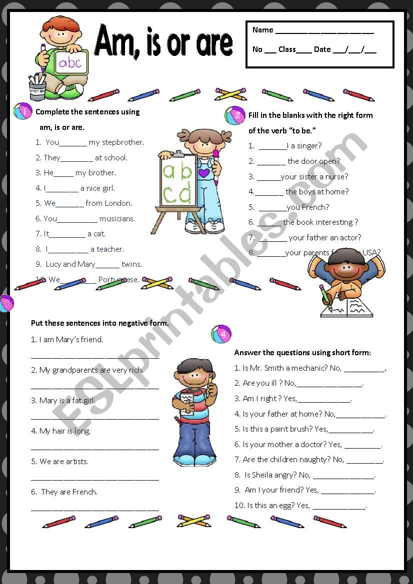 TO BE - PRESENT worksheet