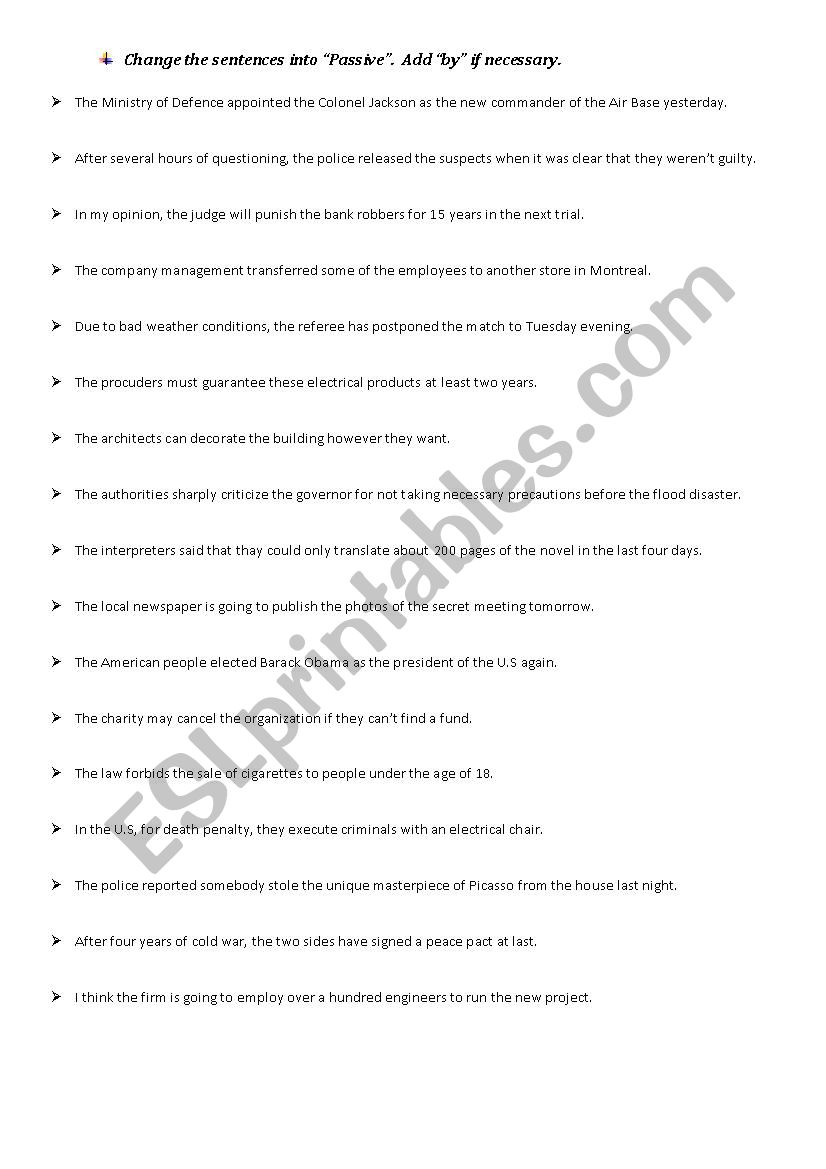 passive voice worksheet