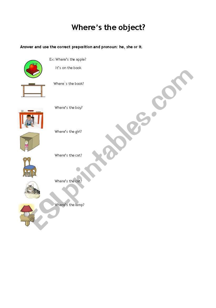 PREPOSITIONS AND PRONOUNS WORKSHEET