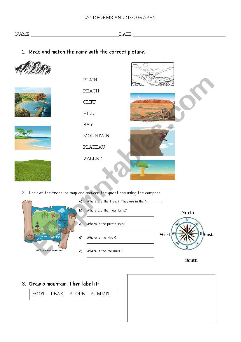 Landforms and Geography worksheet