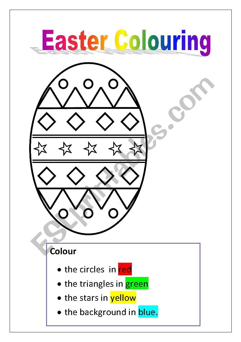 Easter colouring 6 pages worksheet