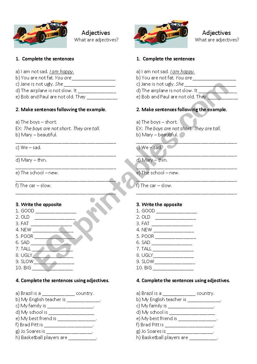 Adjectives worksheet