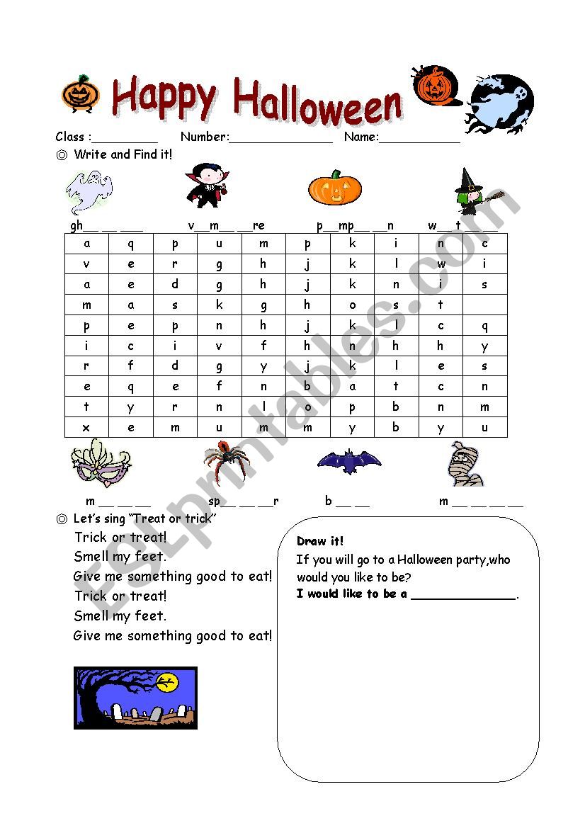 Halloween worksheet