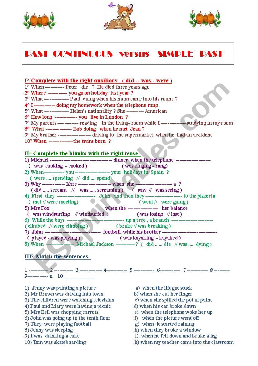 past continuous versus simple past 