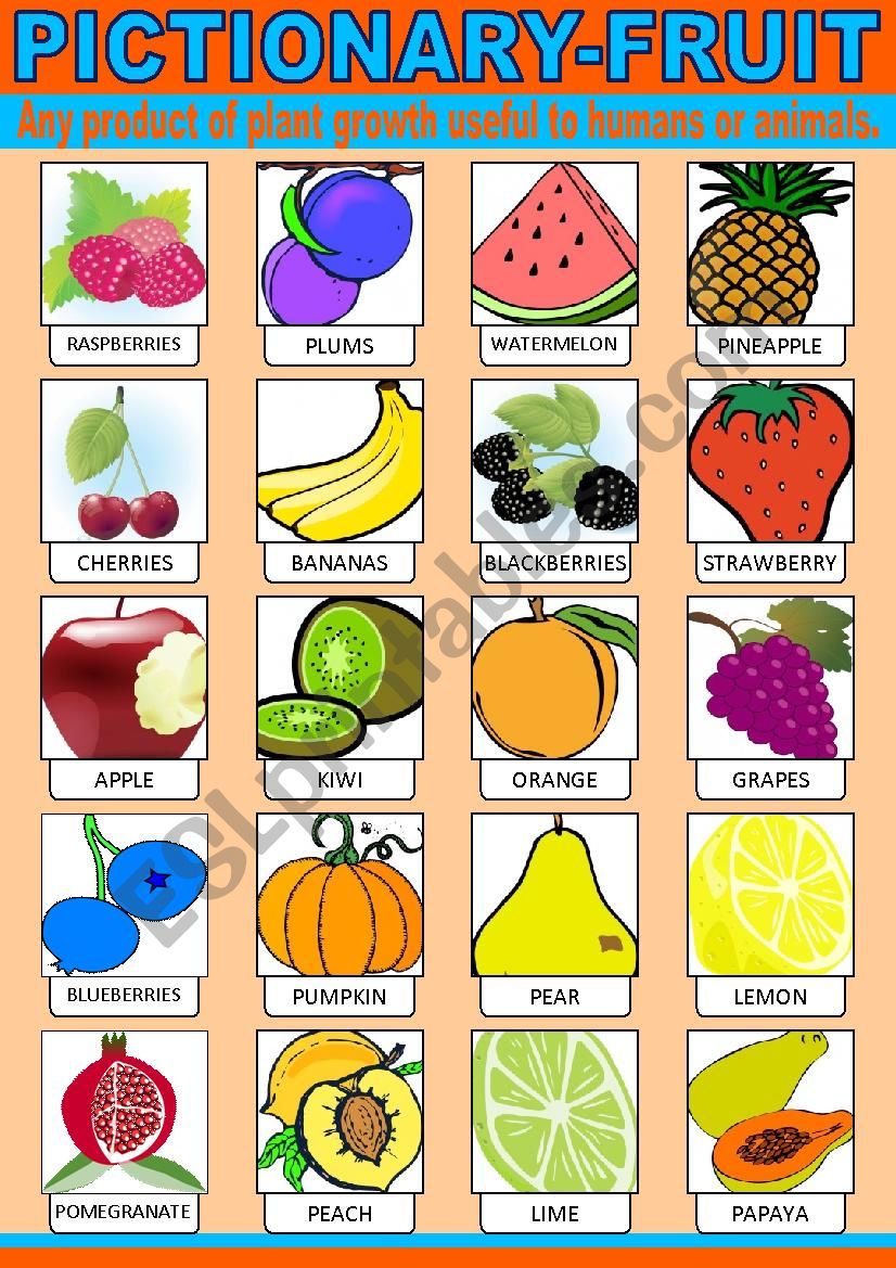 Fruit Pictionary worksheet