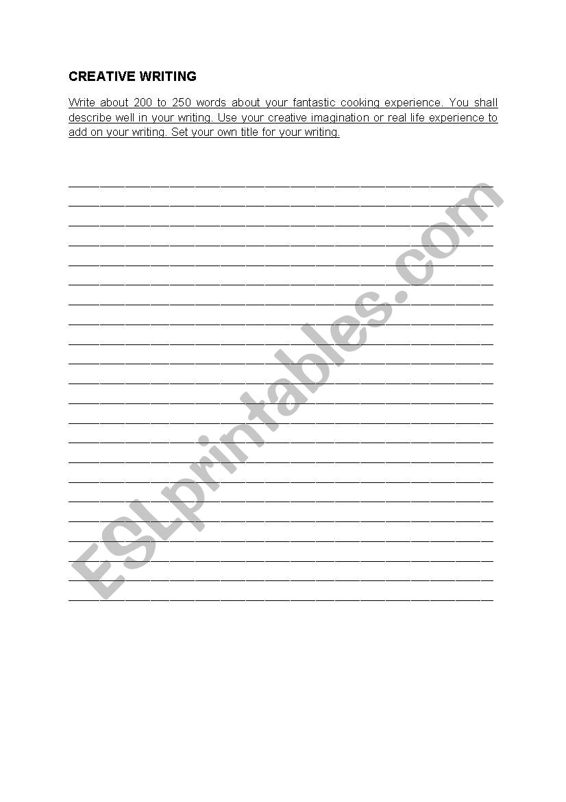 Creative writing worksheet