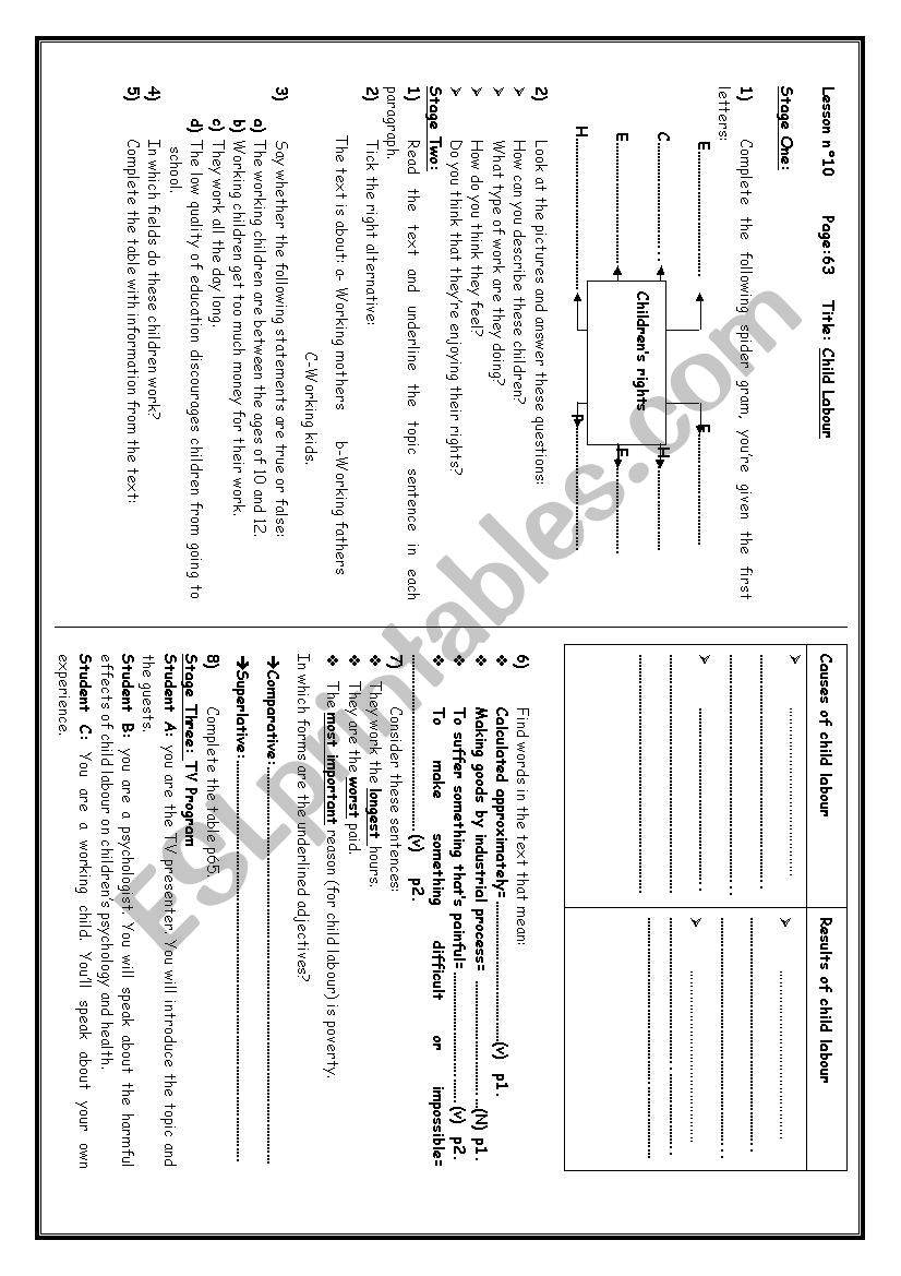 Child Labour worksheet