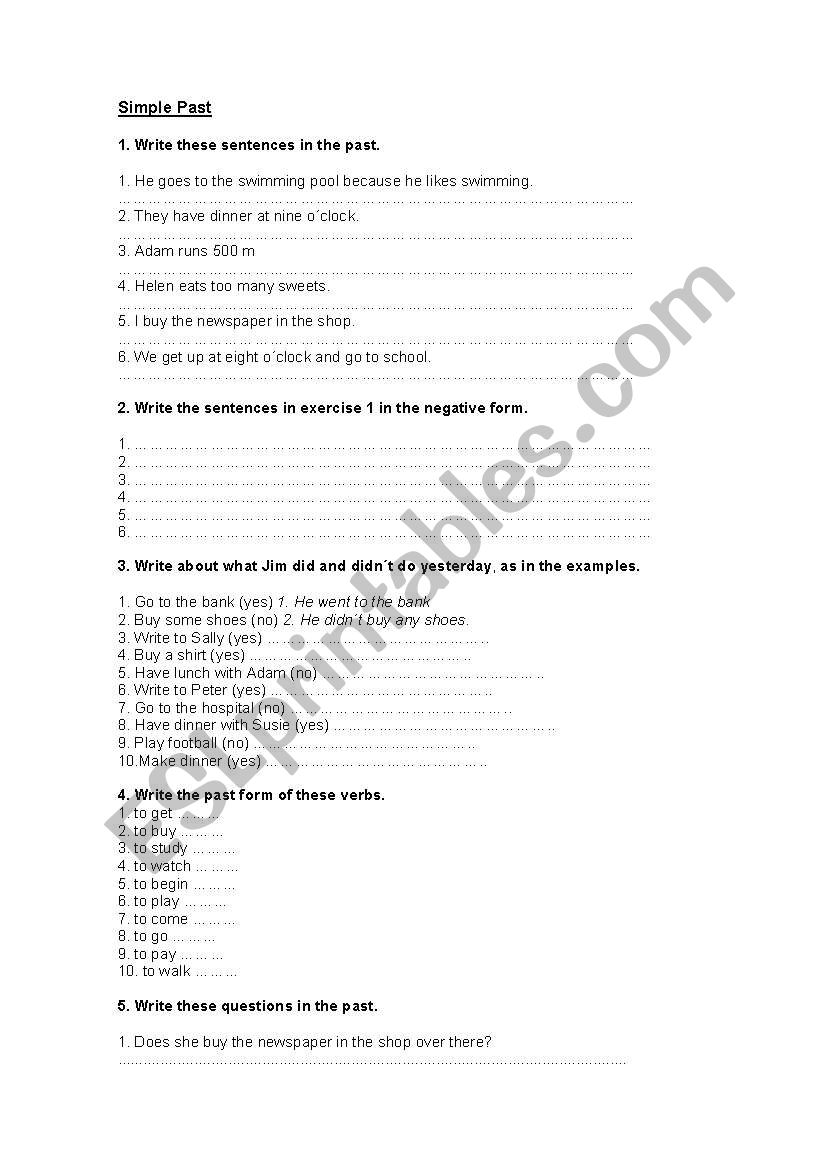 Simple Past worksheet