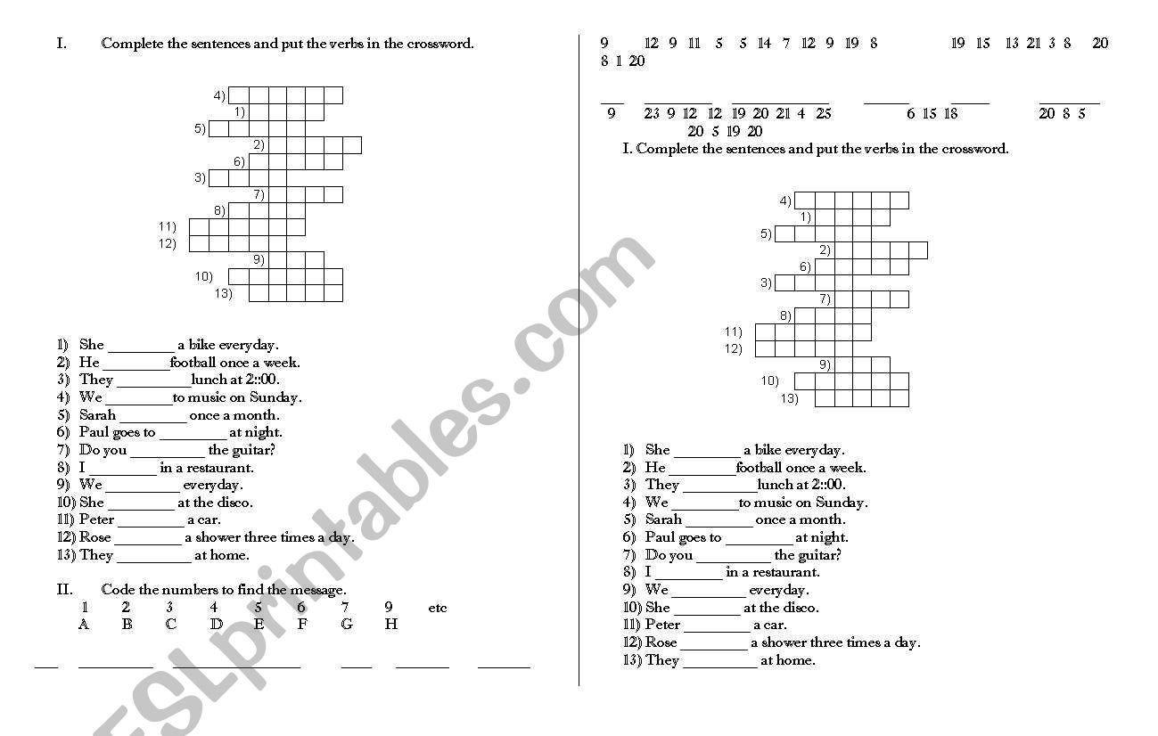 simple present activity worksheet