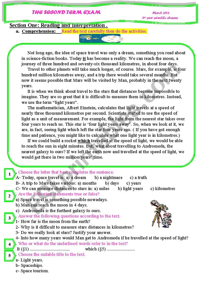 Light years  -Third Year  Exam -