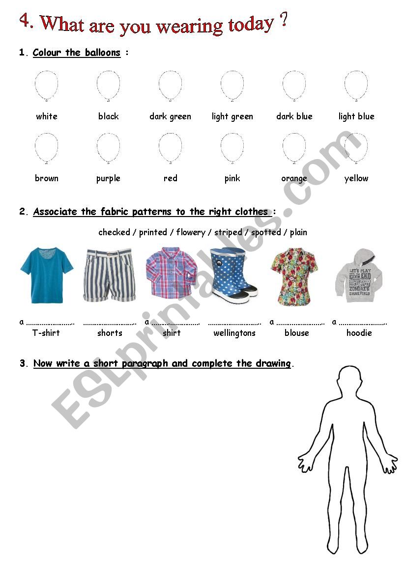 Clothes and accessories 3 worksheet