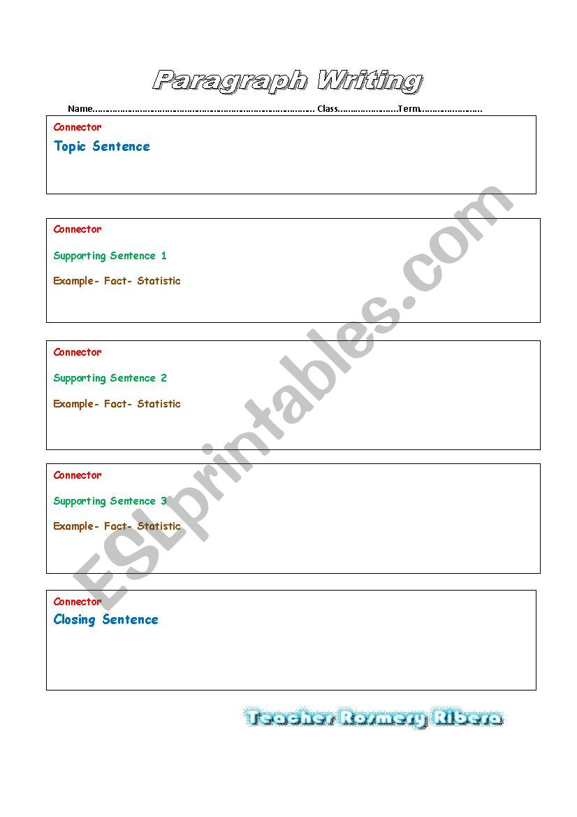 PARAGRAPH WRITING TEST FORMAT worksheet