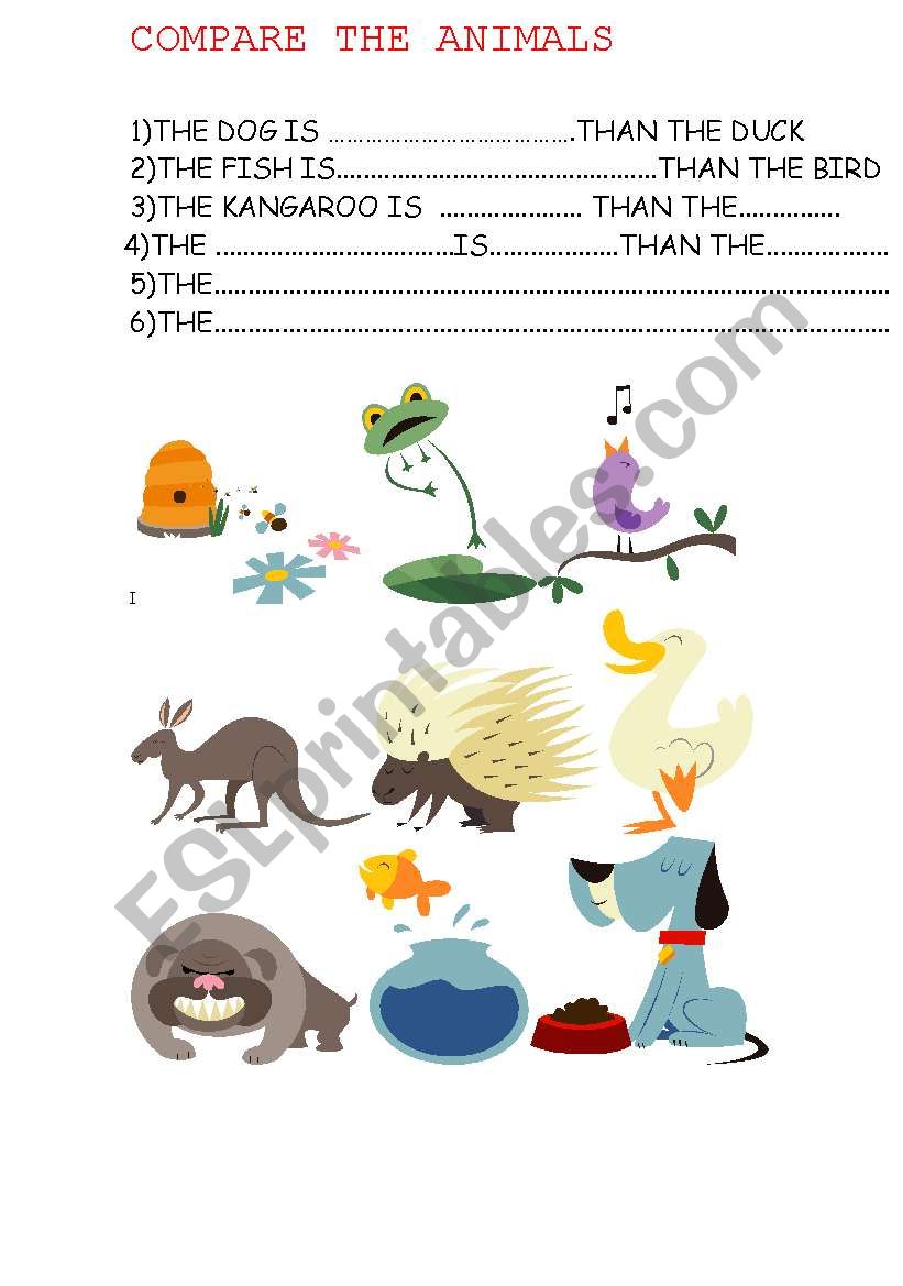 COMPARATIVES (ANIMALS) worksheet