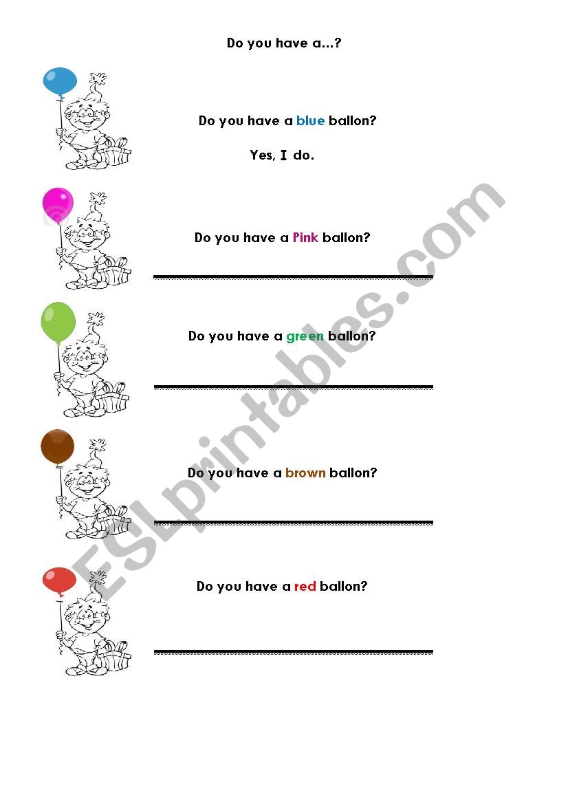 Do you have...? worksheet