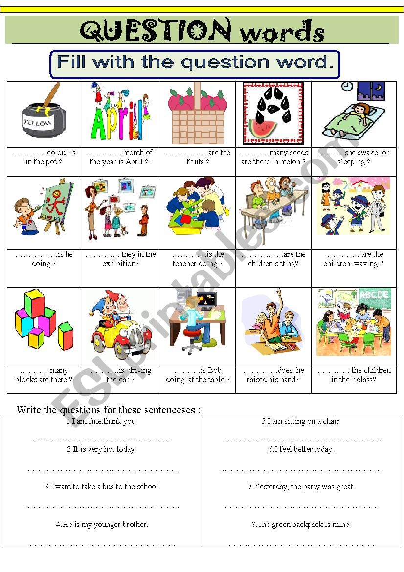 Question words. worksheet