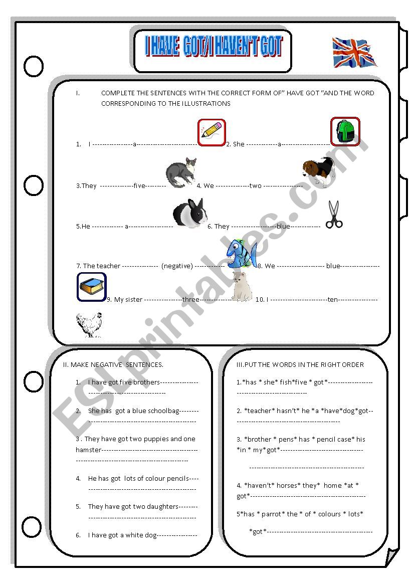 havegot /havent got worksheet