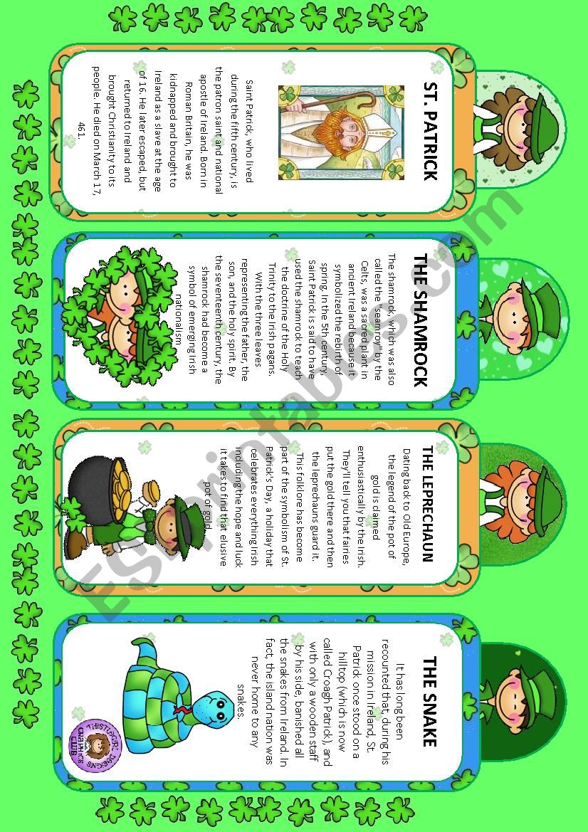 ST. PATRICKS - BOOKMARKS worksheet