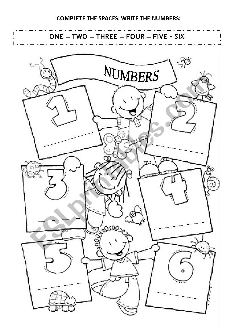 Numbers 1 to 6 worksheet