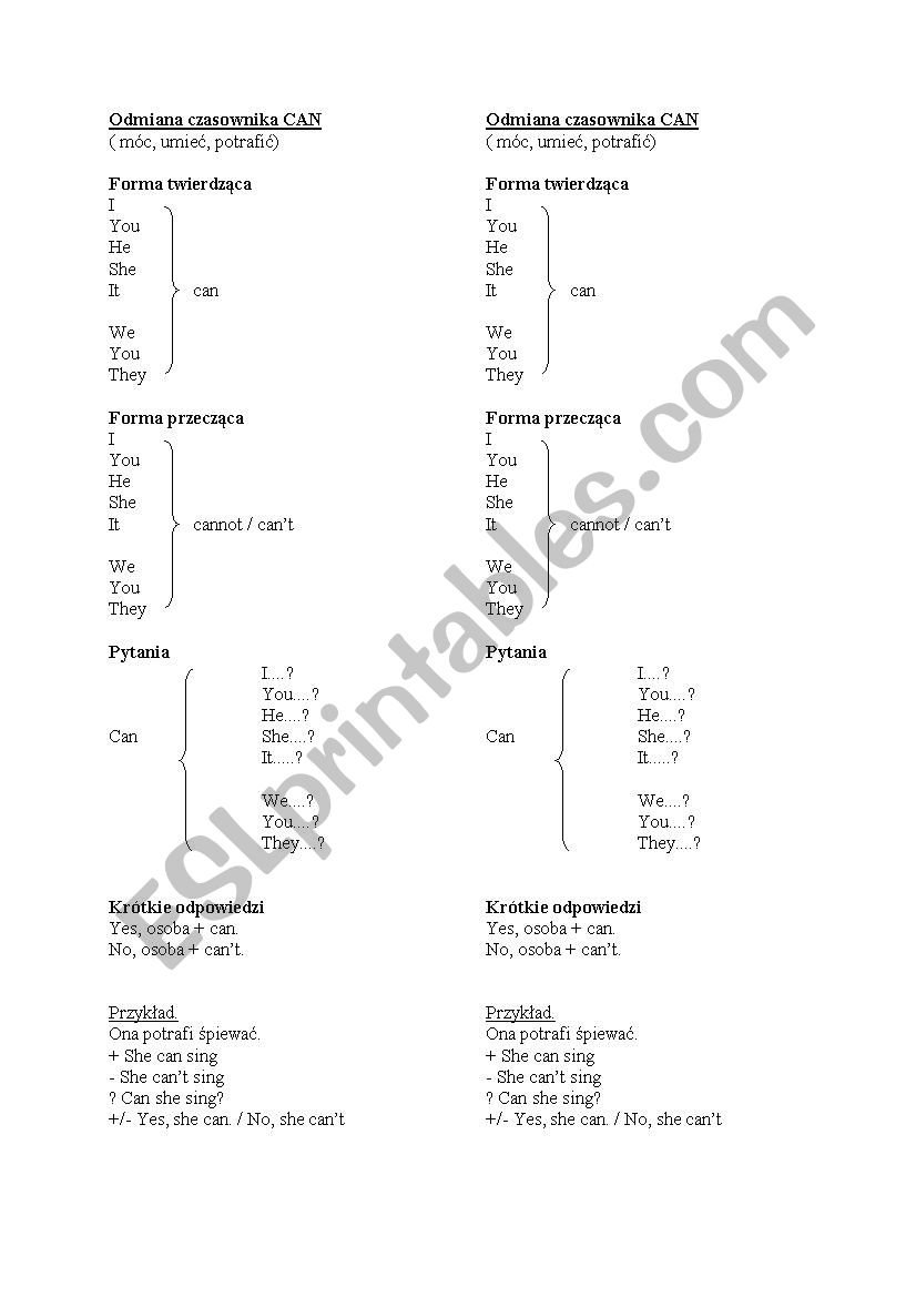 CAN basic information worksheet