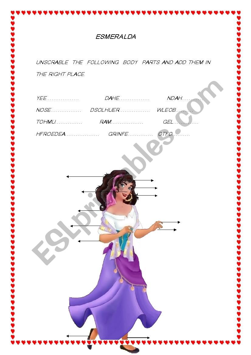 ESMERALDA     BODY PARTS. worksheet